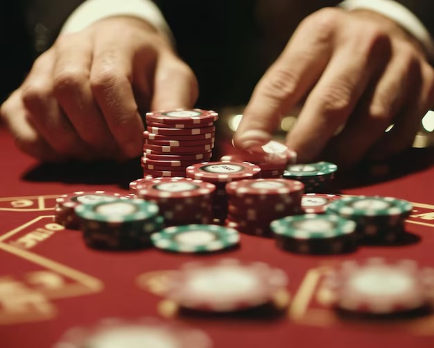 Live dealer spinning the roulette wheel